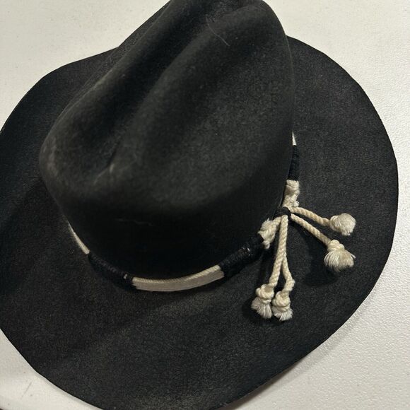 Stemson Hat 100% Wool Black Felt (56 Mex) 7 US Decorative Cowboy Charly CarLop - Picture 1 of 10